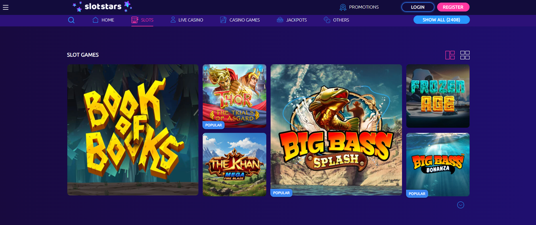 SlotStars Casino Game Lobby